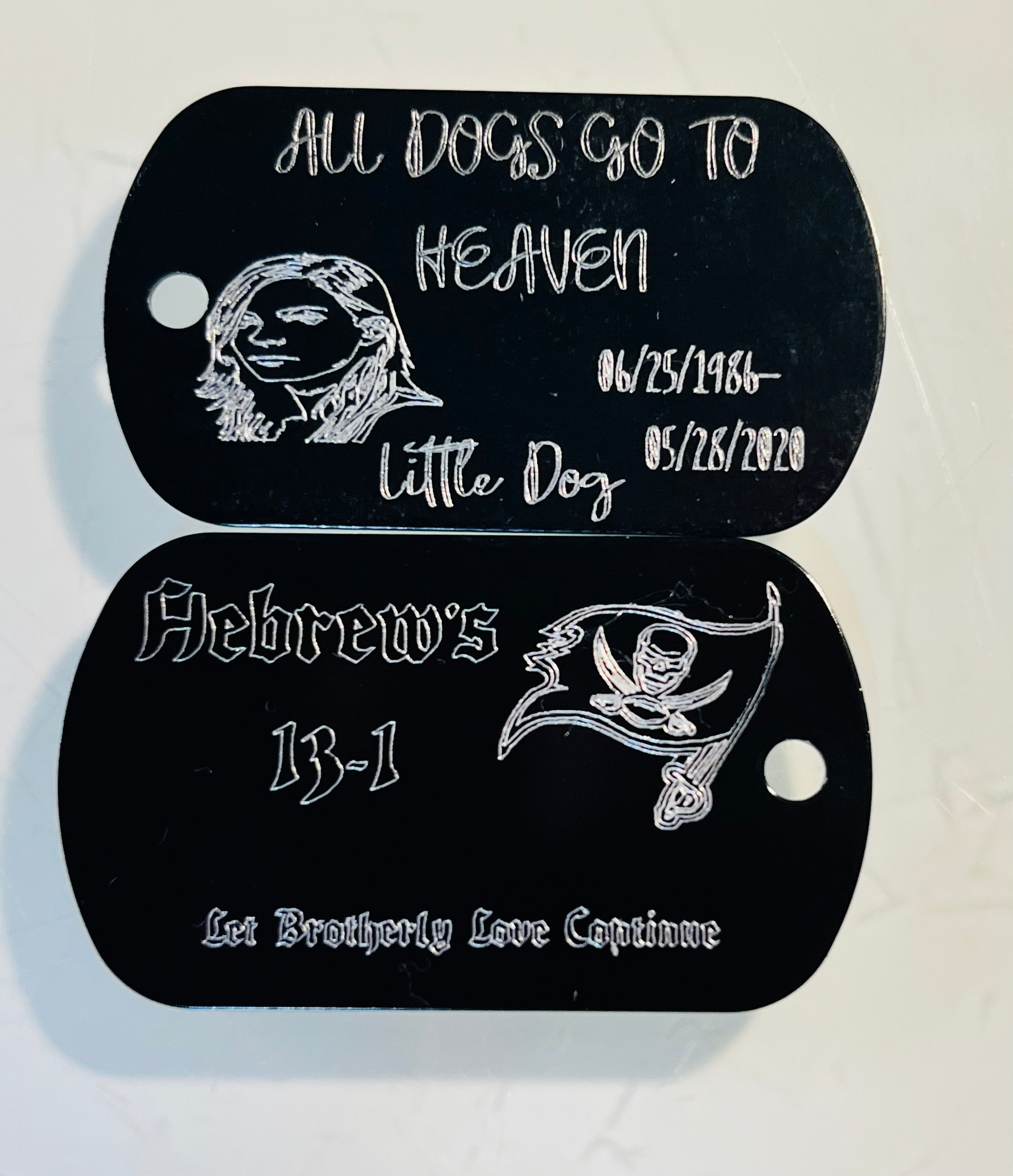 One Personalized One Sided Memorial Dog Tag Necklace