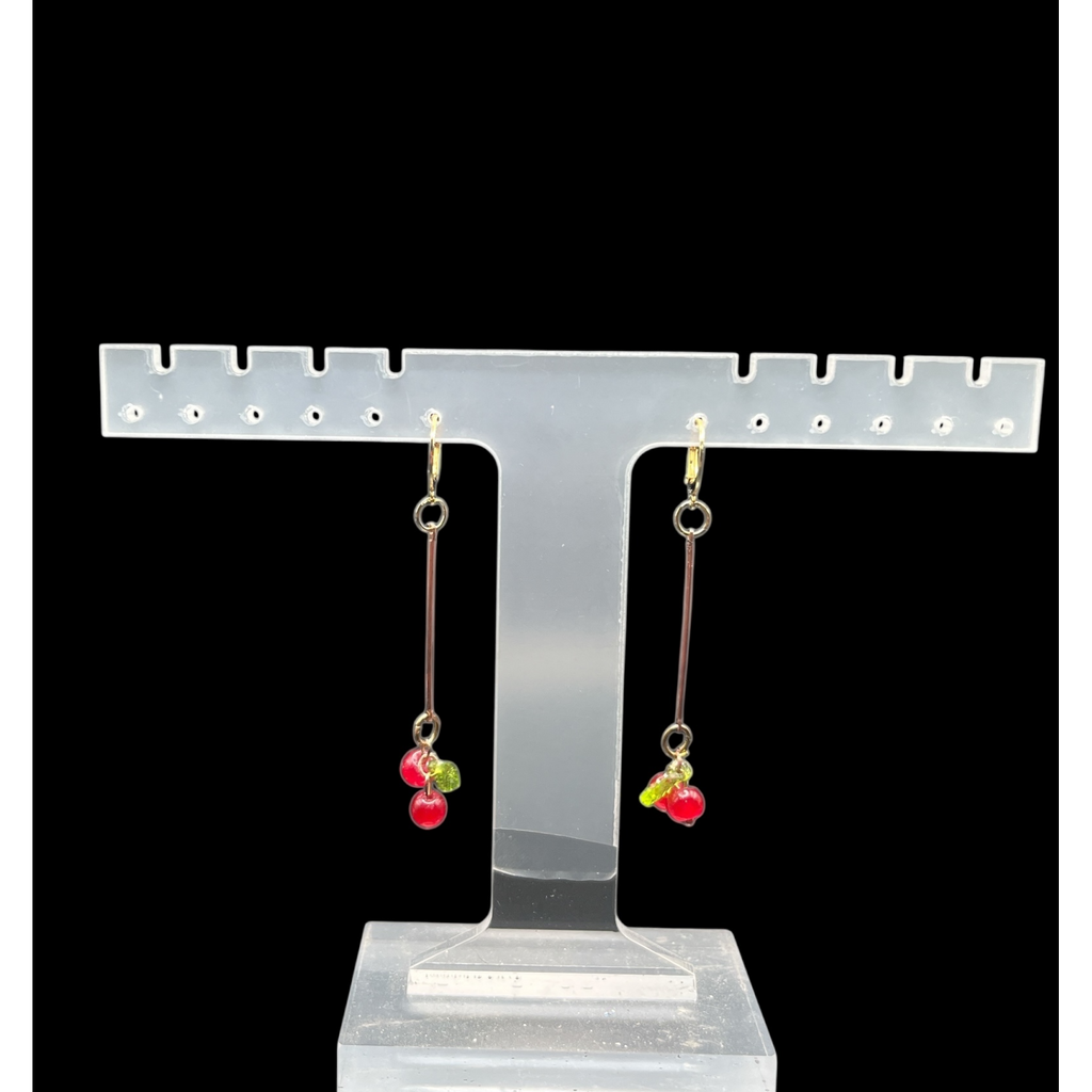 Delicious cherry 14k gold filled luxurious dangle earring 
