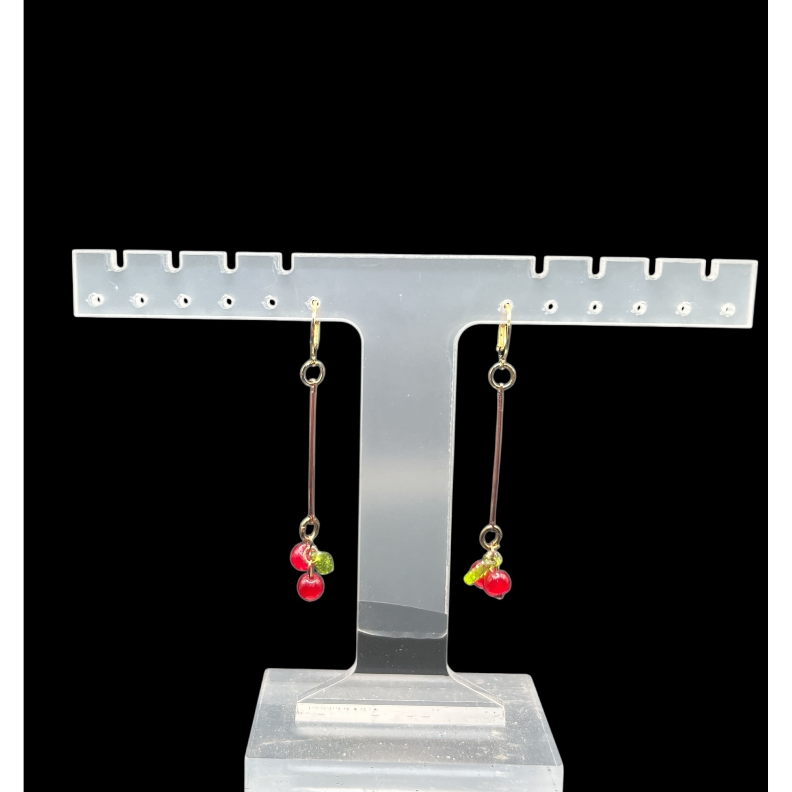 Delicious cherry 14k gold filled luxurious dangle earring 