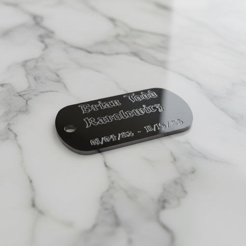 Custom Keepsake memorabilia black dog tags 