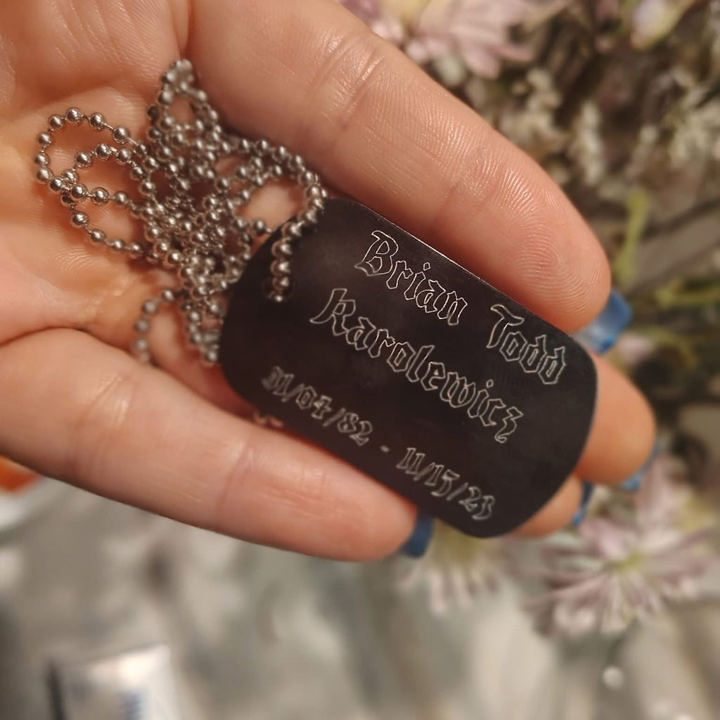 Personalized engraved black memorial dog tags  