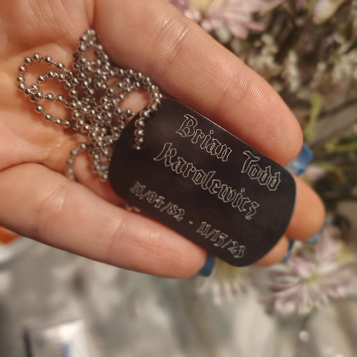 Personalized engraved black memorial dog tags  