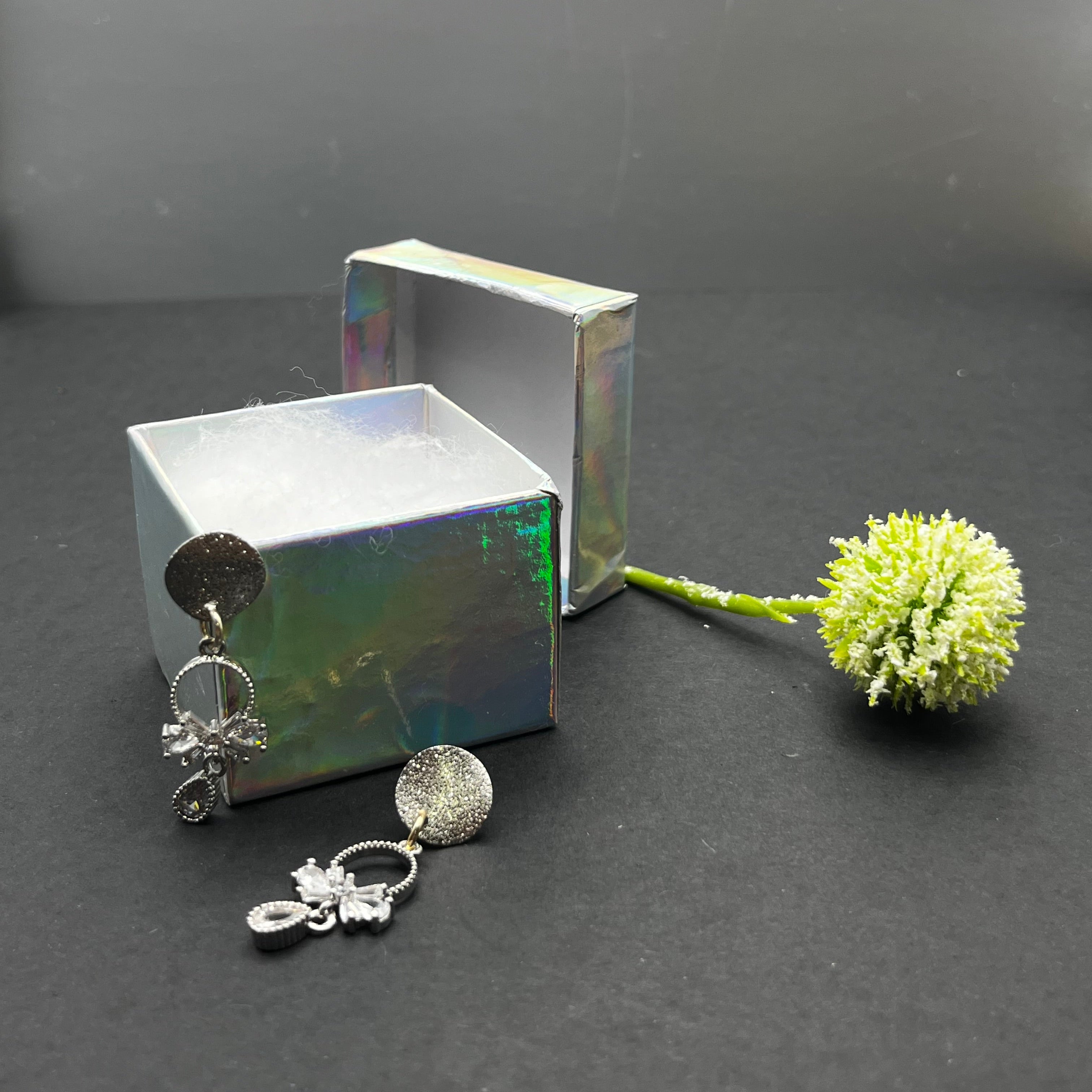 Sterling silver croquette sparkly  dangle earrings 